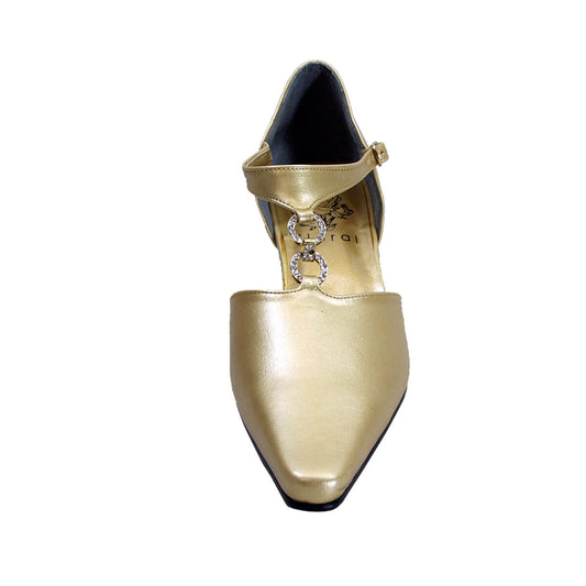 FLORAL Maribel Women's Wide Width Rhinestone Accent T-Strap Heels