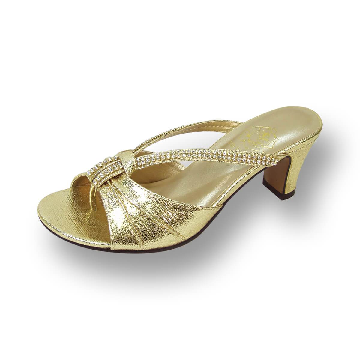 womens gold dress sandals FLORAL Chrissy Women's Wide Width Heeled Dress Sandals – FootwearUS