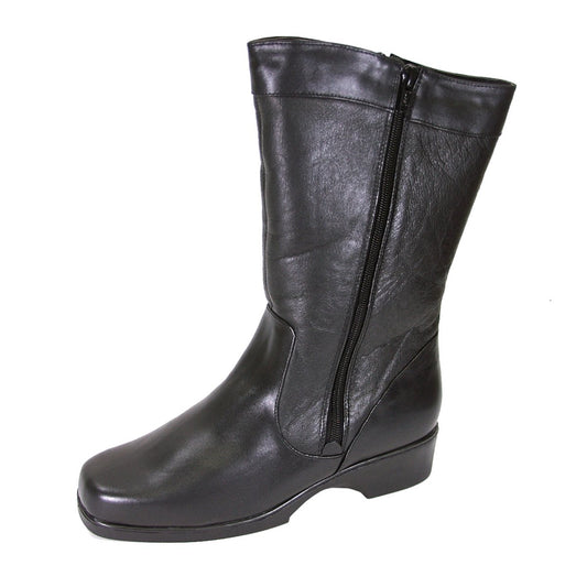 PEERAGE Maya Women's Wide Width Leather Boots with Double Zipper