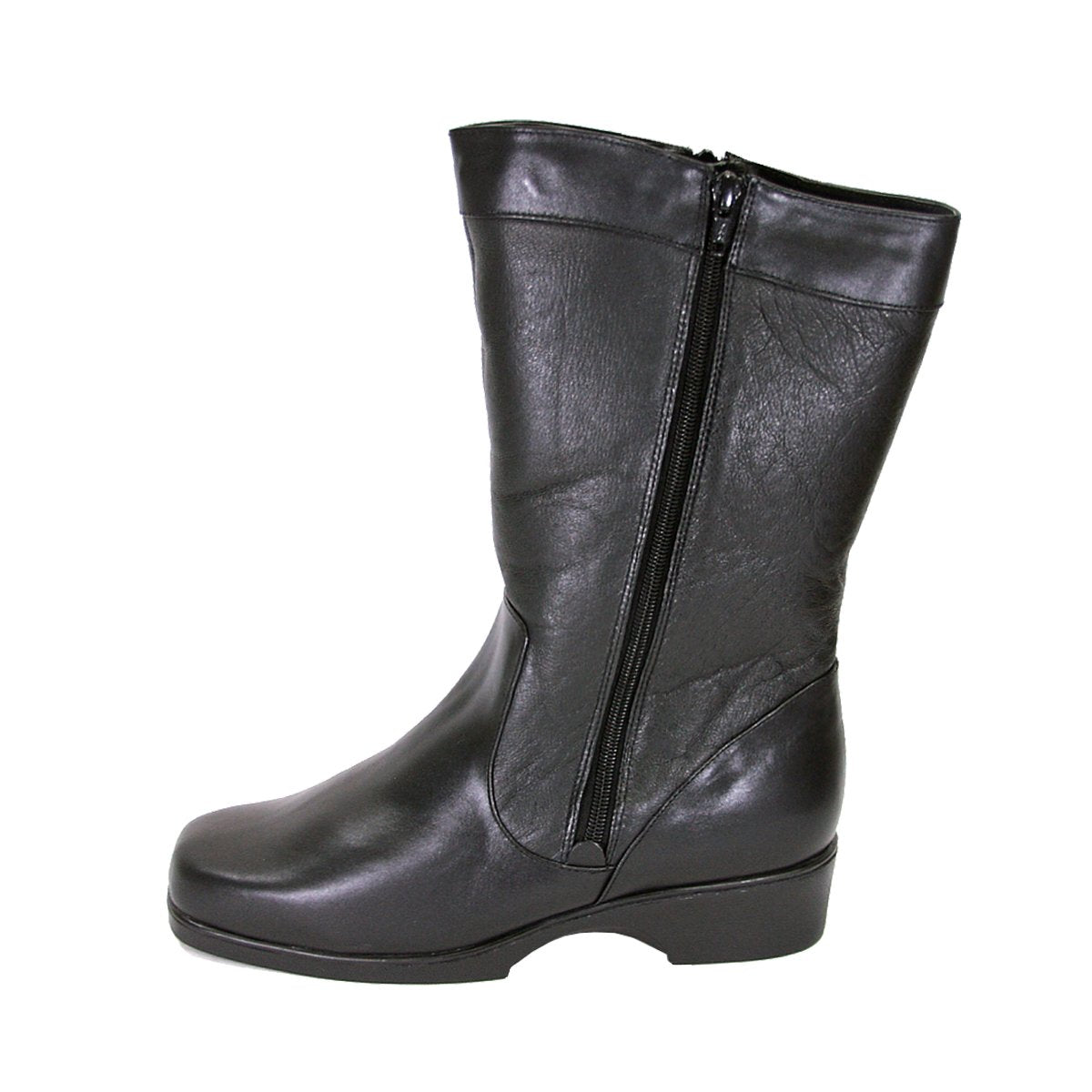 PEERAGE Maya Women's Wide Width Leather Boots with Double Zipper