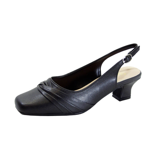 PEERAGE Mabel Women's Wide Width Leather Low Heel Slingback Pumps