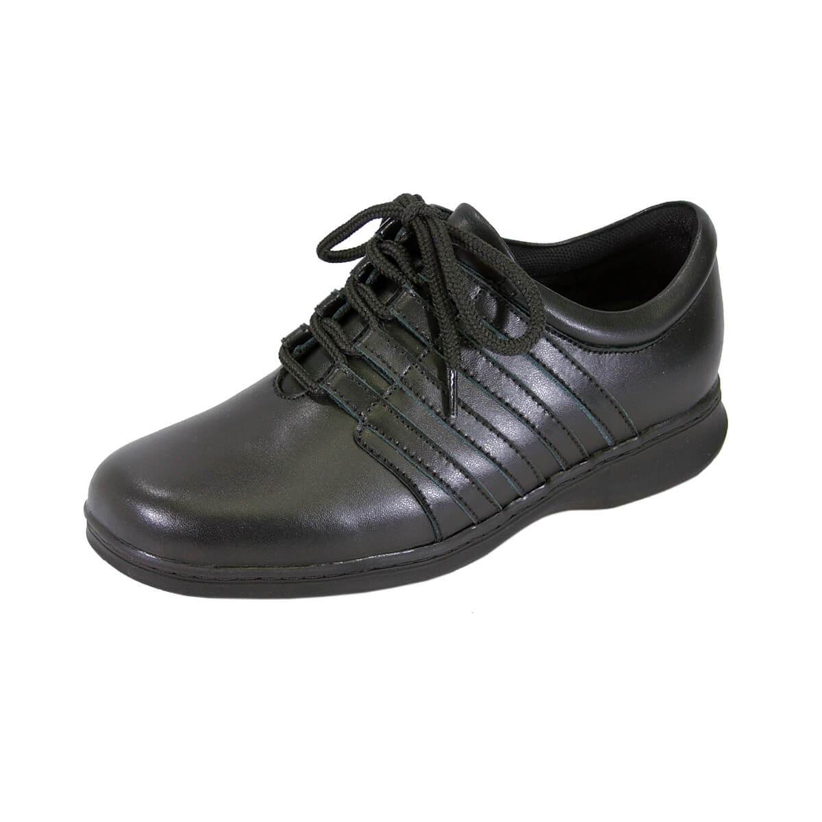 Fazpaz 24 Hour Comfort Lara Women's Wide Width Leather Side Stitched Stripes Oxford Lace-Up Shoes