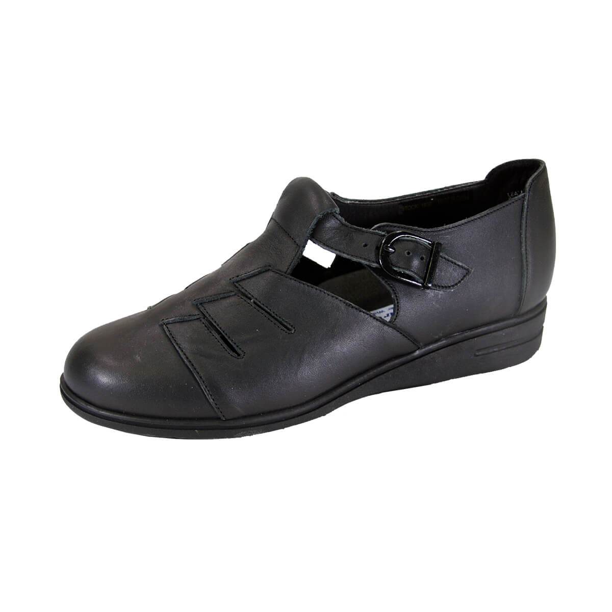 Fazpaz 24 Hour Comfort Mara Women's Wide Width Casual T-Strap Leather Shoes