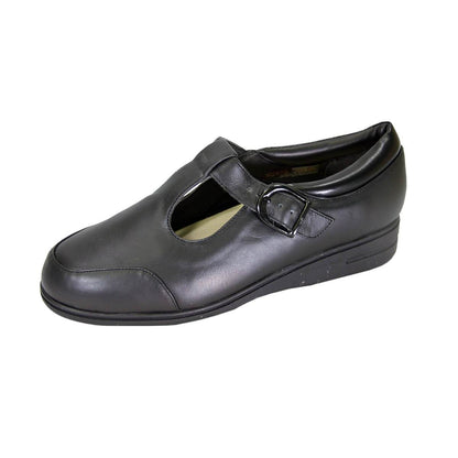 Fazpaz 24 Hour Comfort Aileen Women's Wide Width Leather Comfort Slip On Shoes with Buckle