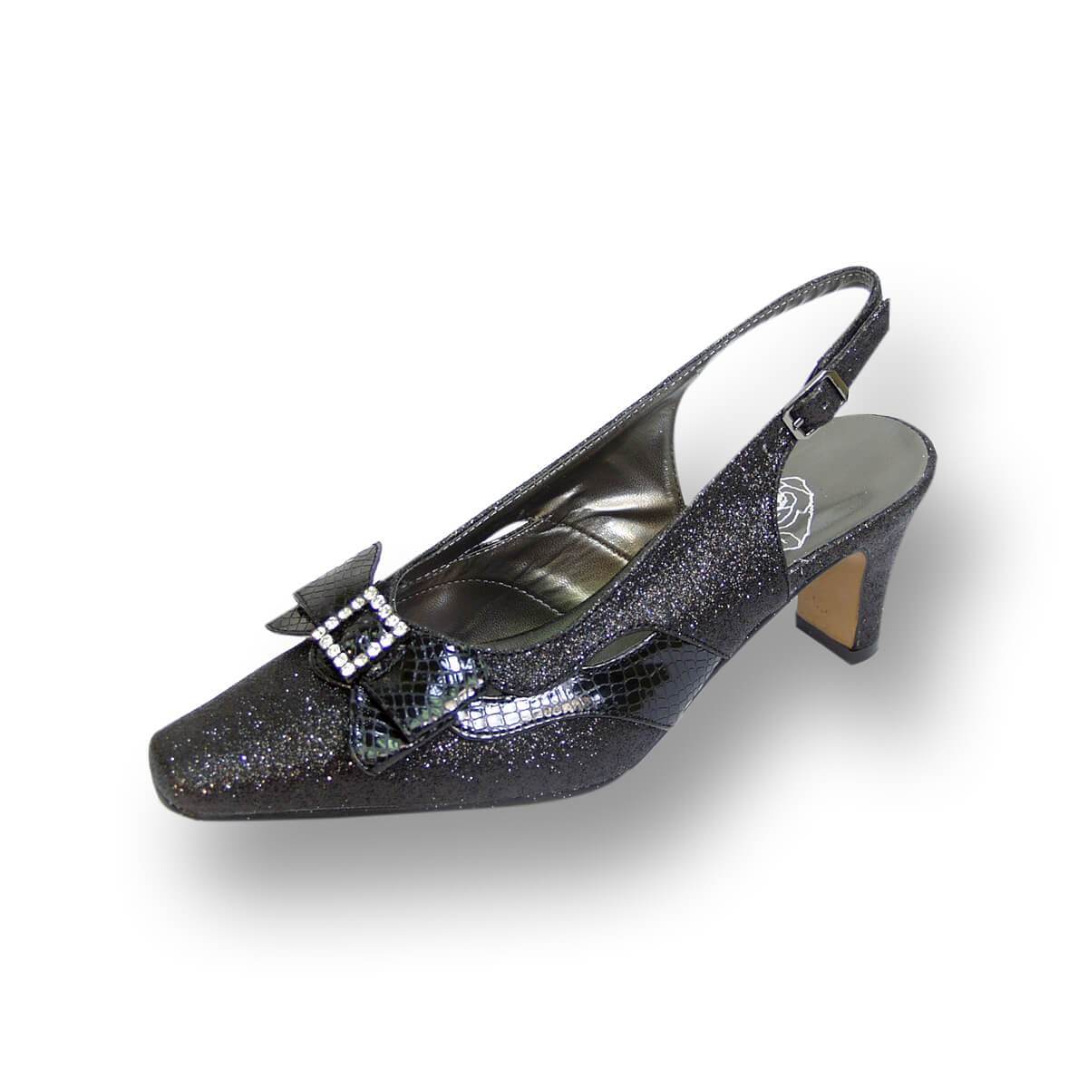 wide dress shoes women Floral Noemi Women's Width Slip-On Pumps, Black The rubber sole brings maximum surface traction making anyone walking around feel at ease benassal Women Barefoot Dress Shoes