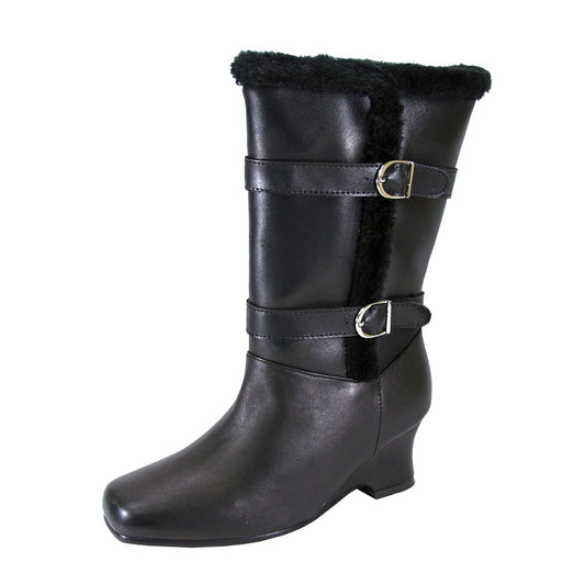 PEERAGE Rihanna Women's Wide Width Leather Boots with Zipper